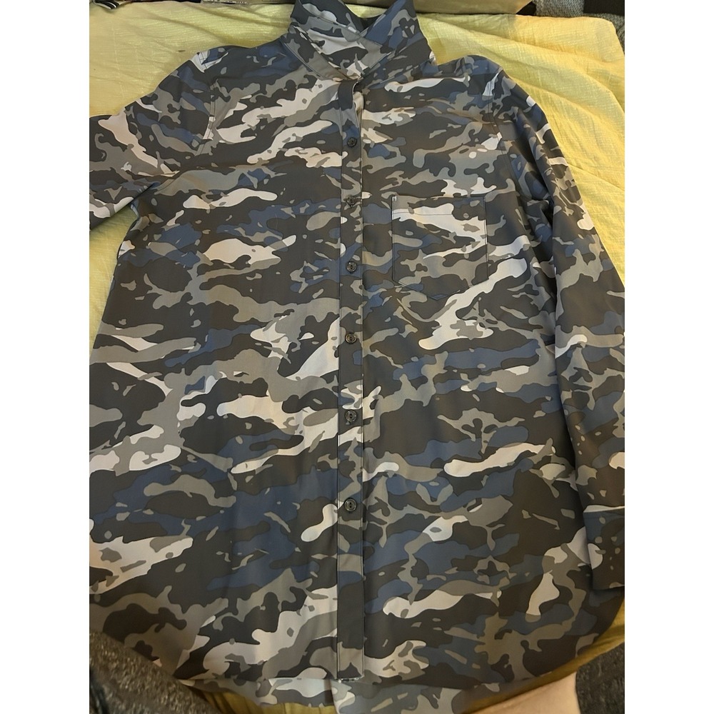 Lysse Grey Camo‎ Shirt Womens Large Bluish Grey Stretch